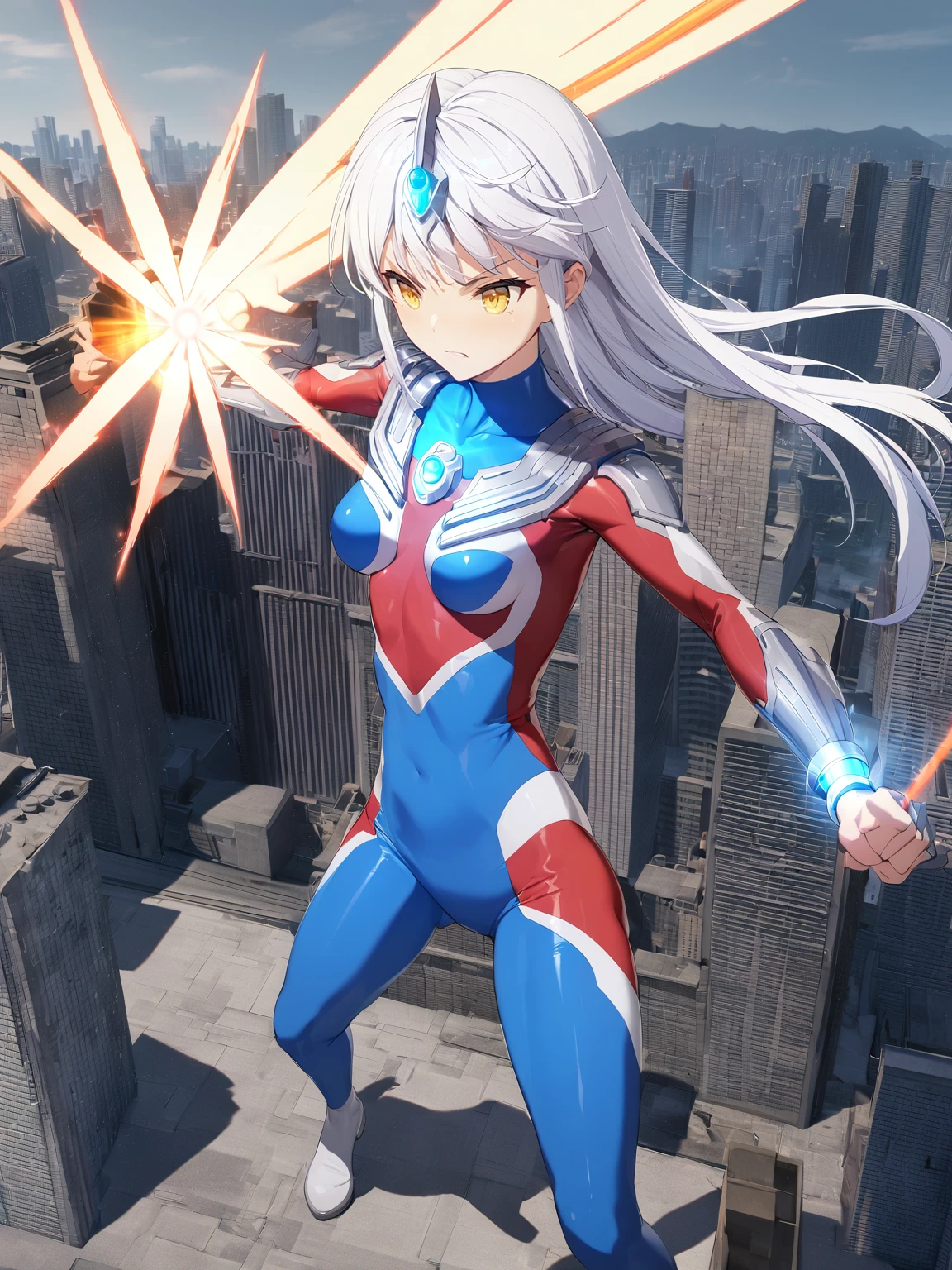 1girl, ultragirl, bodysuit, giantess, solo, standing, full body, small breasts, kamehameha, ultra beam, spacium beam, fighting stance, serious face, attacking,
all intricate, extremely detailed 3d cg wallpaper, best quality, masterpiece, detailed building behind, cityscape, stylish posing, detailed hands, detailed face
<lora:SDXL_Ultragirl1:1>