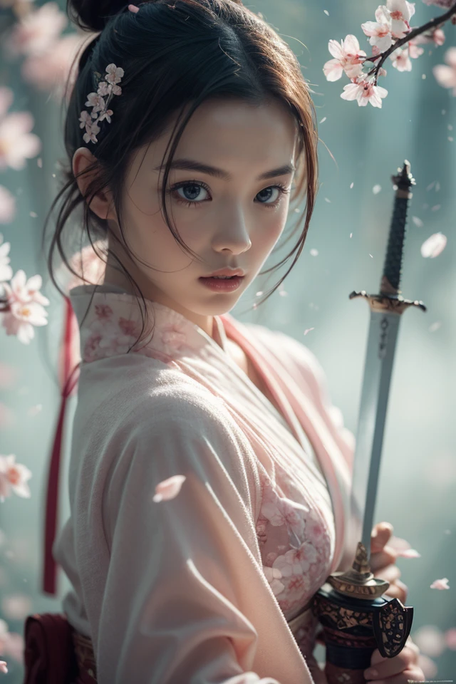 Sword Sakura,upper_body,1girl,weapon,sword,black hair,petals,cherry blossoms,long hair,chinese clothes,blurry,hair bun,hair ornament,holding weapon,looking at viewer,holding sword,holding,long sleeves,facial mark,single hair bun,flower,
outdoors,best quality,masterpiece,illustration,an extremely delicate and beautiful,CG,unity,8k wallpaper,Amazing,finely detail,masterpiece,official art,extremely detailed CG unity 8k wallpaper,incredibly absurdres,huge filesize,ultra-detailed,highres,extremely detailed,beautiful detailed girl,realistic,<lora:Sword Sakura_20240129064936:0.8>,