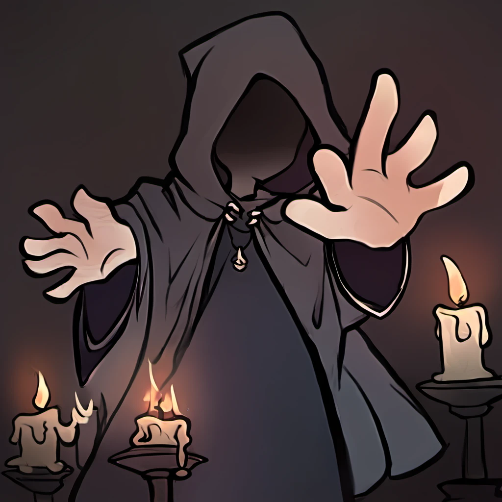 score_9,score_8,score_7,source_general,
by nemlei,the coffin of andy and leyley,framed,
1boy,standing,cultist,hood up,bedroom,shaded face,candles,robes,outstretched arms,
<lora:ponyxl-the_coffin_of_andy_and_leyley-style-v03:1>