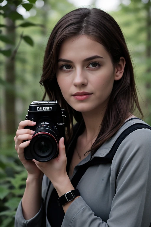 ((best quality)),((masterpiece)),((realistic)),portrait of Mia,the Nature Whisperer Photographer,(holding camera:1.2),(serene expression and nature photography expertise in her eyes:1.2),[mysterious gray eyes],[nature photographer attire with a backpack and a high-quality camera],(capturing the beauty of landscapes and wildlife in their natural habitat:1.3),[serene natural backdrop with scenic vistas and diverse wildlife],(capturing the tranquility and connection of Mia, the nature whisperer photographer:1.2),[photography realism],(8k resolution:1.2),<lora:HandFineTuning:0.9>,