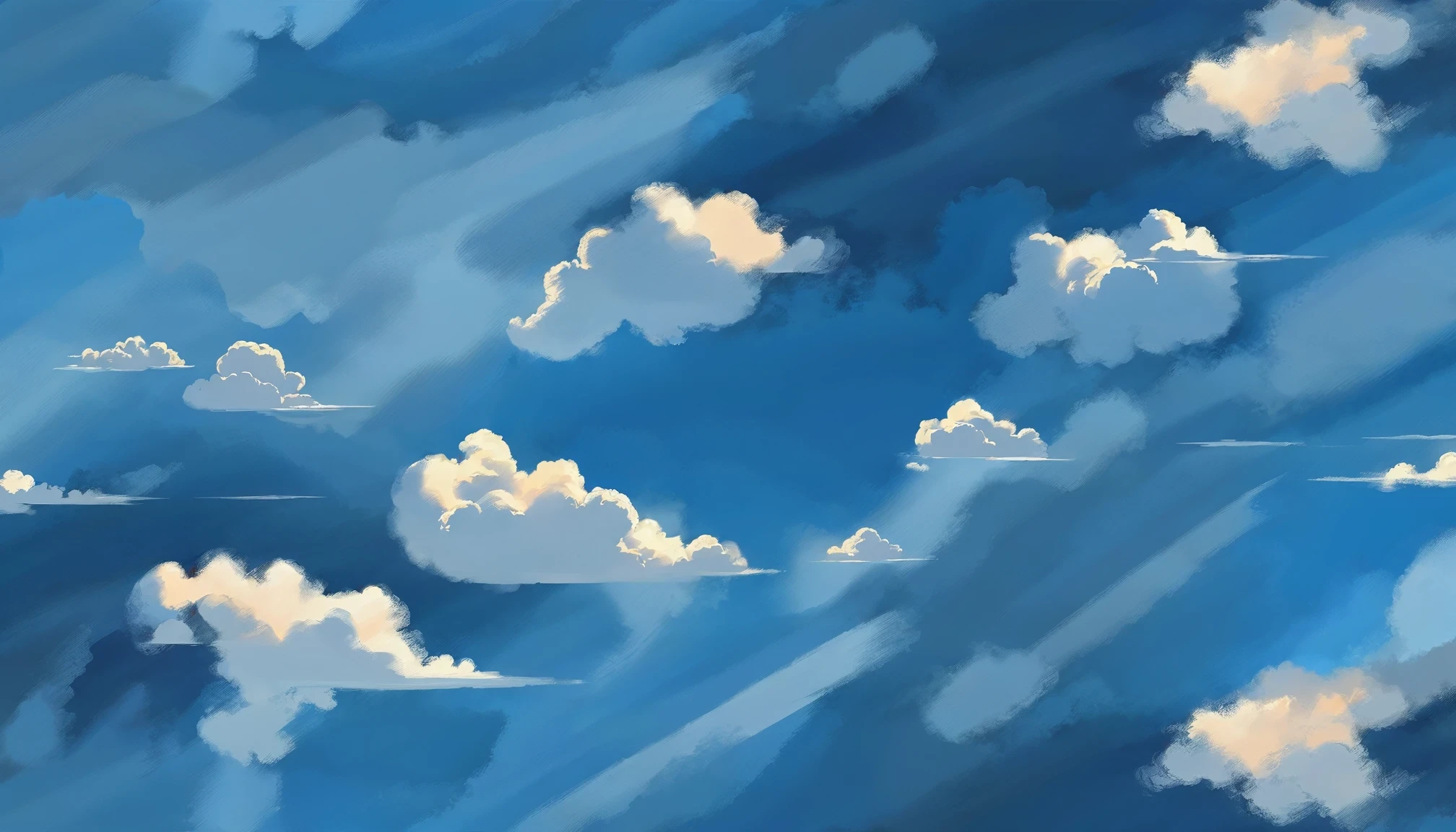 digital painting, noon, blue sky, clouds, scenery, in a Dusky Phobos Shadow Zone