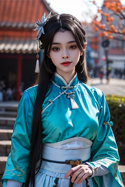 ltra-detailed,highly detailed,best quality,masterpiece,illustration,realistic,photorealistic,
1girl, solo, cosplay,
yueqingshu, hanfu, chinese clothes, china dress,aqua theme clothes, jewelry, chest jewel,
upper body, looking at viewer,
<lora:yueqingshu_v1_06:0.8>