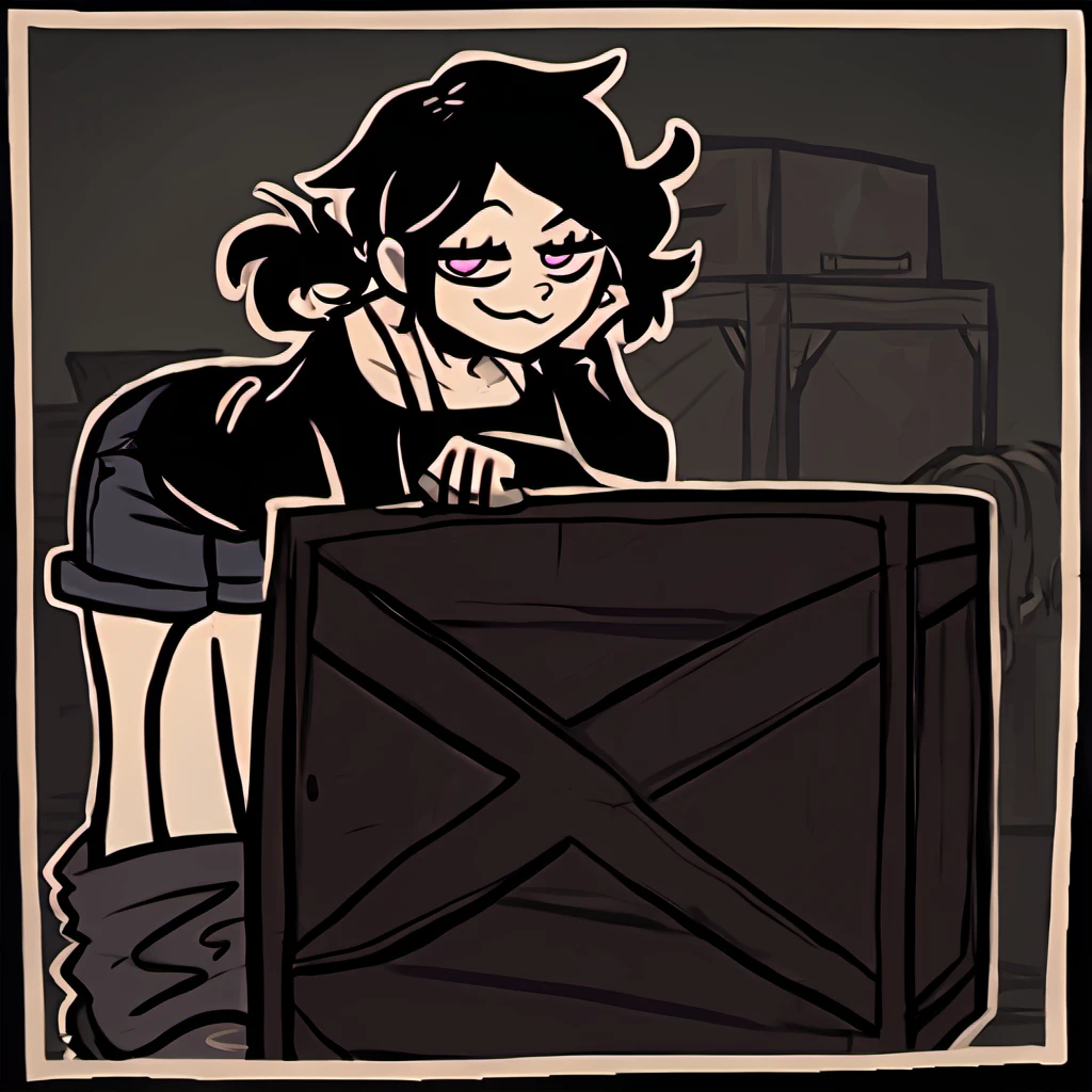 score_9,score_8,score_7,source_general,
by nemlei,the coffin of andy and leyley,framed,
1girl,ashley graves,black hair,pink eyes,smug,ponytail,standing,crate,on crate,warehouse,leaning forward,happy,shorts,looking at viewer,hand on crate,shaking crate,
<lora:ponyxl-the_coffin_of_andy_and_leyley-style-v03:1>