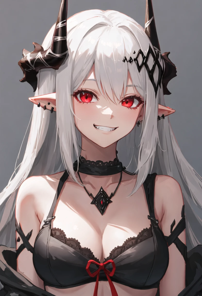 best quality, masterpiece, highres, solo, {mudrock_arknights:0.90}, evil_grin, evil_smile, grin, portrait, looking at viewer