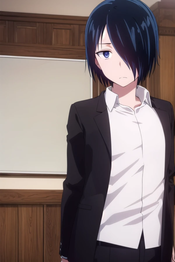 yuuishigami, <lora:yuu ishigami s3-lora-nochekaiser:1>,
yuu ishigami, black hair, blue hair, male focus, (hair over one eye:1.5), (black eyes:1.3),
BREAK shirt, school uniform, jacket, white shirt, open clothes, black jacket, gakuran,
BREAK indoors, classroom,
BREAK looking at viewer, (cowboy shot:1.5),
BREAK <lyco:GoodHands-beta2:1>, (masterpiece:1.2), best quality, high resolution, unity 8k wallpaper, (illustration:0.8), (beautiful detailed eyes:1.6), extremely detailed face, perfect lighting, extremely detailed CG, (perfect hands, perfect anatomy),
