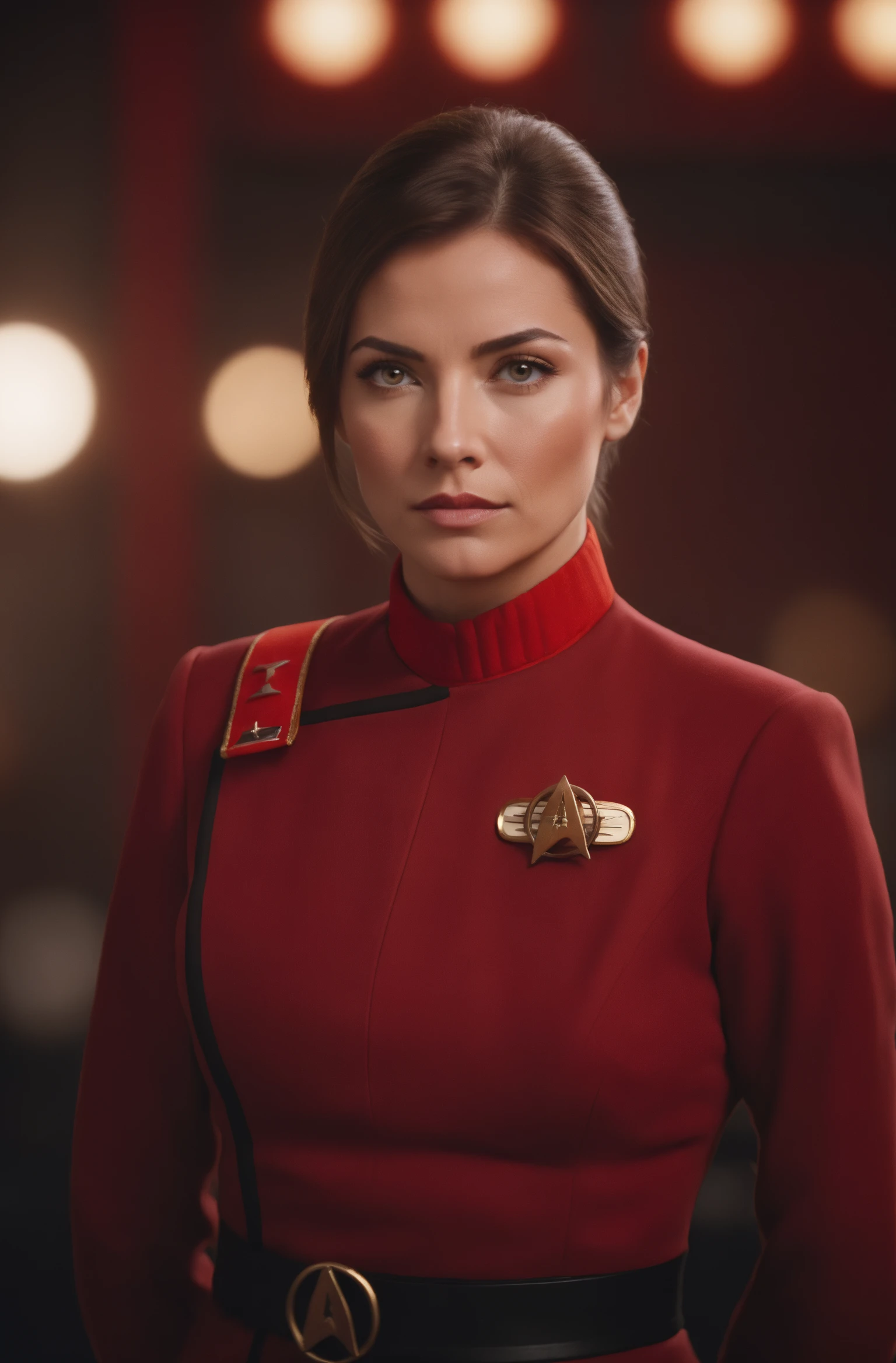 woman in twokunf red uniform,professional photograph of a stunning woman detailed, sharp focus, dramatic, award winning, cinematic lighting, octane render, unreal engine, volumetrics dtx, (film grain, bokeh, blurry foreground, blurry background, professional photo, shot on Hasselblad <lora:TWOKXL:0.8>