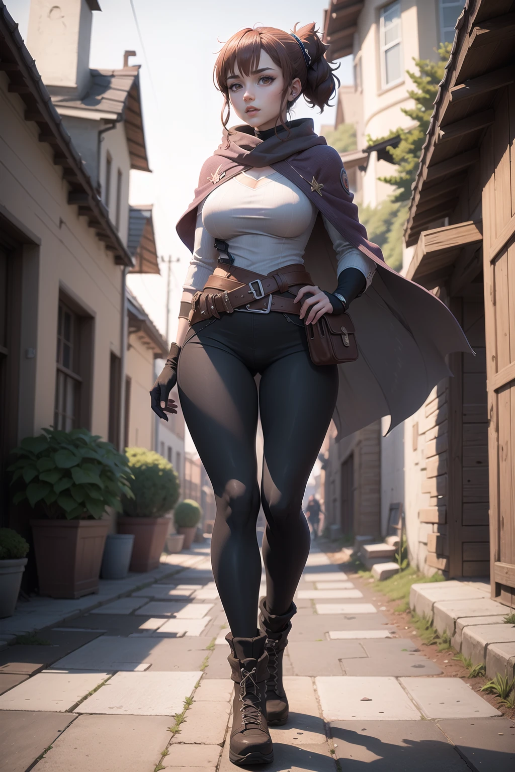 marci,full body,solo,cape,boots,belt,pouch,belt pouch,fingerless gloves,outdoors,
large breasts,pose,(pants,slim legs,long legs:1.2),
masterpiece,best quality,ultra detailed,highres,absurdres,
<lora:neg4all_bdsqlsz_V3.5:1>,<lora:marci_V1:0.8>,