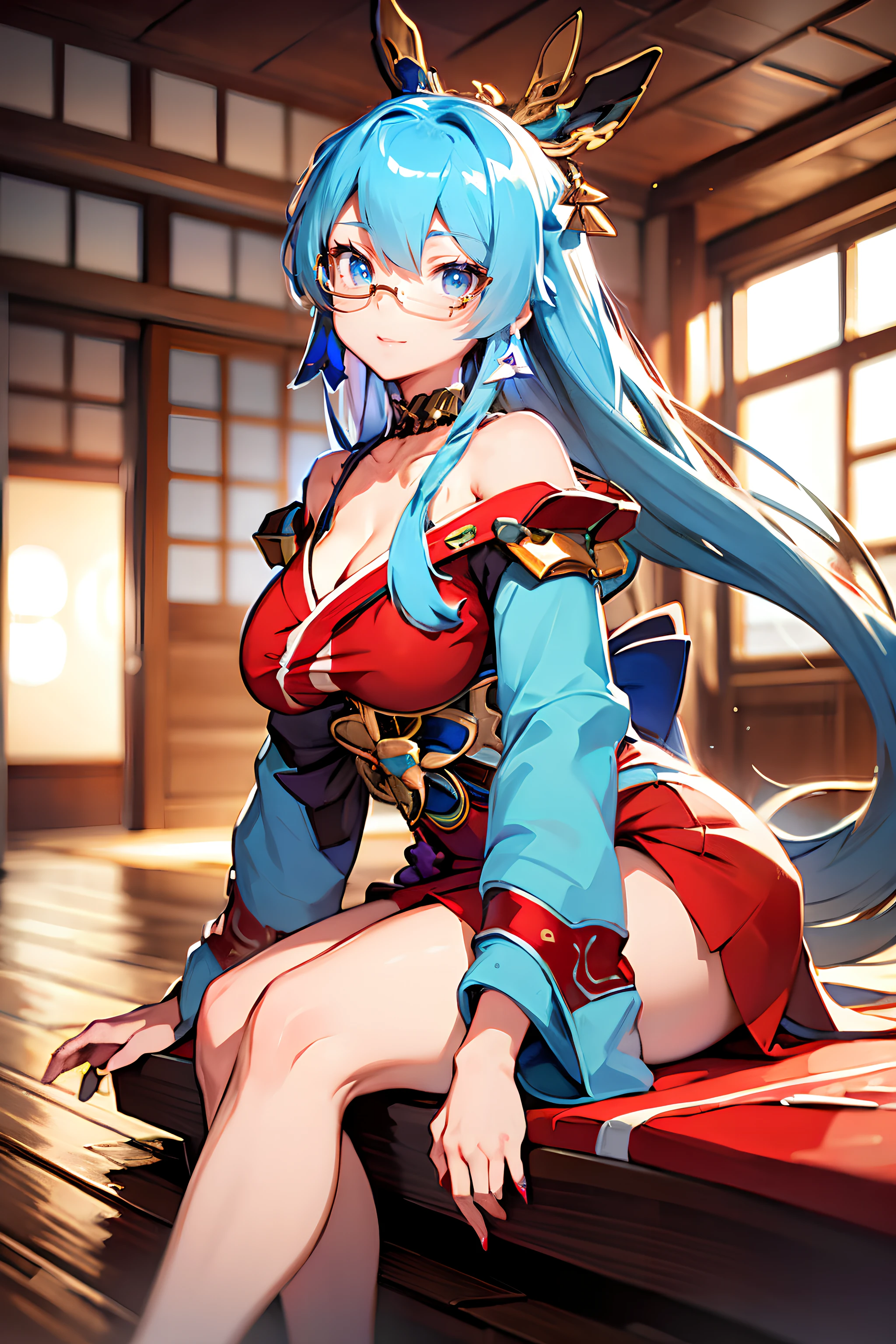 Miku Hatsune, High Definition, kitsune ears, tribal tattoo, flirtatious girl, Small breasts add_detail, magician girl add_detail, sensual pose, horny girl, expression of pleasure, He puts his hands to his face with an expression of joy._detail 