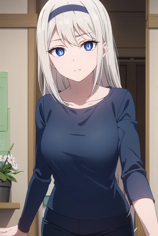 keishirogane, <lora:kei shirogane s3-lora-nochekaiser:1>,
kei shirogane, long hair, blonde hair, blue eyes, white hair, hairband,
BREAK shirt, long sleeves, blue shirt, pants, yellow pants, collarbone,
BREAK indoors, classroom,
BREAK looking at viewer, (cowboy shot:1.5),
BREAK <lyco:GoodHands-beta2:1>, (masterpiece:1.2), best quality, high resolution, unity 8k wallpaper, (illustration:0.8), (beautiful detailed eyes:1.6), extremely detailed face, perfect lighting, extremely detailed CG, (perfect hands, perfect anatomy),