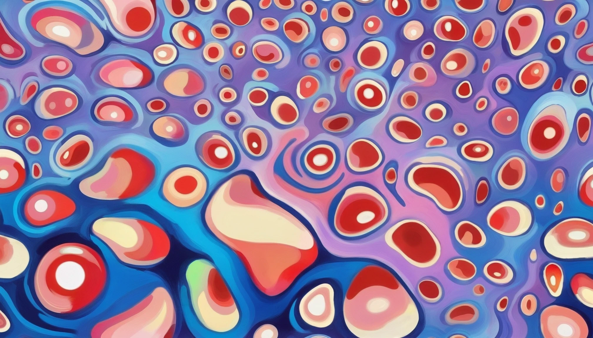 digital painting, Hallucinogenic Mushroom Field, shiny bright color:ghostwhite