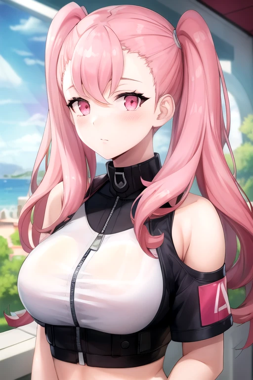(best quality:1.1), (masterpiece:1.4), , looking at viewer, upper body, , , , 1girl, solo, <lora:ellie_synduality_noir:0.8>, ellie_synduality_noir, pink hair, pink eyes, long hair, , , , The Isle of the Dragon,