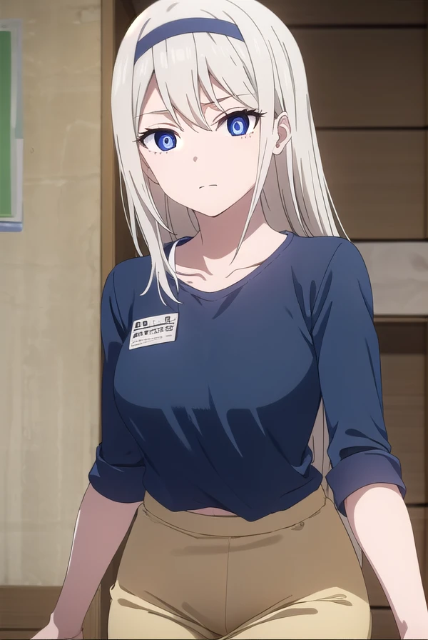 keishirogane, <lora:kei shirogane s3-lora-nochekaiser:1>,
kei shirogane, long hair, blonde hair, blue eyes, white hair, hairband,
BREAK shirt, long sleeves, blue shirt, pants, yellow pants, collarbone,
BREAK indoors, classroom,
BREAK looking at viewer, (cowboy shot:1.5),
BREAK <lyco:GoodHands-beta2:1>, (masterpiece:1.2), best quality, high resolution, unity 8k wallpaper, (illustration:0.8), (beautiful detailed eyes:1.6), extremely detailed face, perfect lighting, extremely detailed CG, (perfect hands, perfect anatomy),