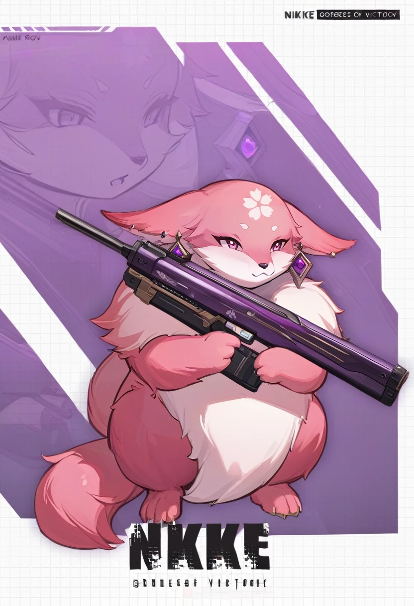 YaeMikoFox, earrings, <lora:YaeMikoFoxXL:1>, no humans, masterpiece, best quality, <lora:NikkeProfileXL:1>, IncrsNikkeProfile, full body, zoom layer, holding weapon, holding gun, one knee