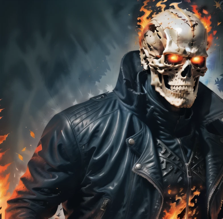 8K, highly detailed,   <lora:Knight Jack:1>, Knight Jack, black jacket, autumn leaves, battle, breathing fire,