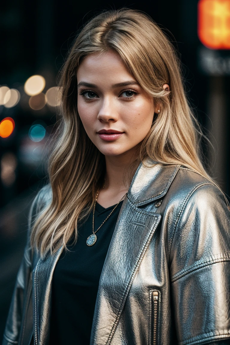 photo of (tor1anders0n-135:0.99), a beautiful woman, perfect blonde hair, (modern photo, Leather Brown Chunky knit wrap coat), closeup portrait, 85mm, (analog, cinematic, film grain:1.3), (winter:1.2), detailed eyes, (seductive pose), (epicPhoto), (looking at viewer), jewelry, (cinematic shot:1.3)