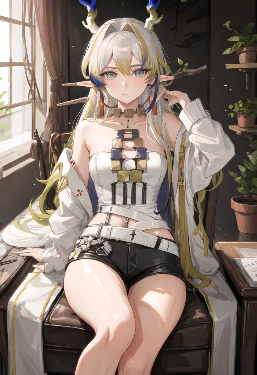 {safe:1.10}, best quality, masterpiece, highres, solo, {shu_arknights:0.90}, sitting, sitting on chair, chair, cowboy_shot, looking at viewer