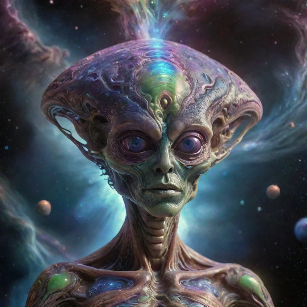 photograph of a psychedelic alien mystic, floating in space, depth of field, 32k UHD resolution, surreal, photorealistic, highres, UHD, 8k, 4k, film grain, intricate details, fine detailed textures, best quality, masterpiece, best lighting, best composition, sci-fi
