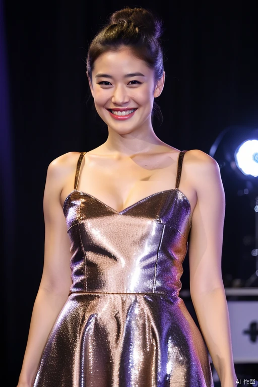 (High reality photograph, high resolusion, detailed face, detailed eyes) Skinny Japanese lady, 40 years old, cute face, solo:1, lovely body, skinny figure, middle , various hair style, tight dress with emphasizing very thin waist, standing in a party, ng armpits, full-body phot