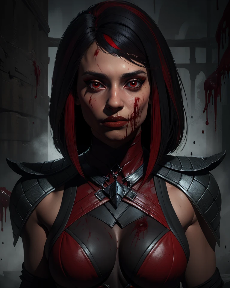 a drawing of a woman with blood on her face and a bloody collar, charlie bowater art style, arte do personagem Charlie Bowater, lois van rossdraws, Ross Draws 1. 0, female vampire, Carmilla Vampira, artgerm e rossdraws, style of charlie bowater, Vampire girl, Ross Draws 2. 0, Retrato de RossDraws, vampire portrait