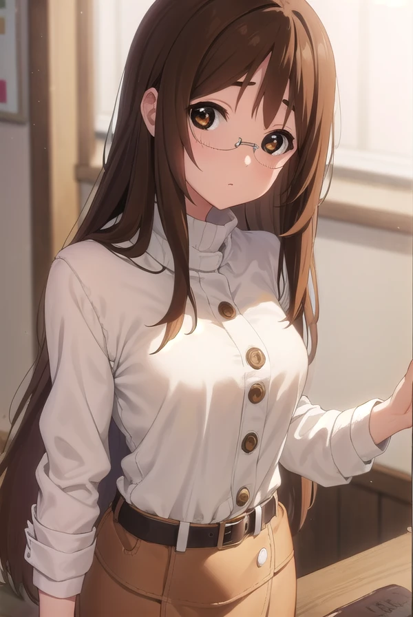sawakoyamanaka, <lora:sawako yamanaka s2-lora-nochekaiser:1>,
sawako yamanaka, (brown eyes:1.5), brown hair, glasses, long hair,
BREAK belt, official style, pantyhose, teacher, dress, light brown dress, skirt, pencil skirt,
BREAK indoors, classroom,
BREAK looking at viewer, (cowboy shot:1.5),
BREAK <lyco:GoodHands-beta2:1>, (masterpiece:1.2), best quality, high resolution, unity 8k wallpaper, (illustration:0.8), (beautiful detailed eyes:1.6), extremely detailed face, perfect lighting, extremely detailed CG, (perfect hands, perfect anatomy),
