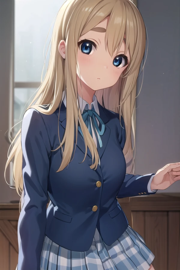tsumugikotobuki, <lora:tsumugi kotobuki s2-lora-nochekaiser:1>, 
tsumugi kotobuki, long hair, blue eyes, blonde hair, thick eyebrows,
BREAK sakuragaoka high school uniform, school uniform, uniform, blazer, shirt, white shirt, collared shirt, skirt, pleated skirt,
BREAK indoors, classroom,
BREAK looking at viewer, (cowboy shot:1.5),
BREAK <lyco:GoodHands-beta2:1>, (masterpiece:1.2), best quality, high resolution, unity 8k wallpaper, (illustration:0.8), (beautiful detailed eyes:1.6), extremely detailed face, perfect lighting, extremely detailed CG, (perfect hands, perfect anatomy),