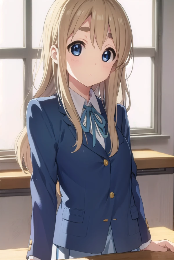 tsumugikotobuki, <lora:tsumugi kotobuki s2-lora-nochekaiser:1>,
tsumugi kotobuki, long hair, blue eyes, blonde hair, thick eyebrows,
BREAK sakuragaoka high school uniform, school uniform, uniform, blazer, shirt, white shirt, collared shirt, skirt, pleated skirt,
BREAK indoors, classroom,
BREAK looking at viewer, (cowboy shot:1.5),
BREAK <lyco:GoodHands-beta2:1>, (masterpiece:1.2), best quality, high resolution, unity 8k wallpaper, (illustration:0.8), (beautiful detailed eyes:1.6), extremely detailed face, perfect lighting, extremely detailed CG, (perfect hands, perfect anatomy),