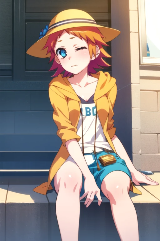 (best quality:1.1), (masterpiece:1.4), game cg, , , , anime coloring, , 1girl, solo, <lora:mikan_akemi:0.92>, mikan_akemi, orange hair, blue eyes, short hair, , , sleepwear, sun hat, ancient rome, 8k resolution
