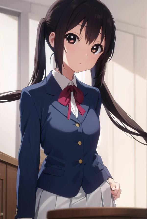 azusanakano, <lora:azusa nakano s2-lora-nochekaiser:1>,
azusa nakano, black hair, (brown eyes:1.5), long hair, twintails,
BREAK sakuragaoka high school uniform, school uniform, uniform, blazer, shirt, white shirt, collared shirt, skirt, pleated skirt,
BREAK indoors, classroom,
BREAK looking at viewer, (cowboy shot:1.5),
BREAK <lyco:GoodHands-beta2:1>, (masterpiece:1.2), best quality, high resolution, unity 8k wallpaper, (illustration:0.8), (beautiful detailed eyes:1.6), extremely detailed face, perfect lighting, extremely detailed CG, (perfect hands, perfect anatomy),