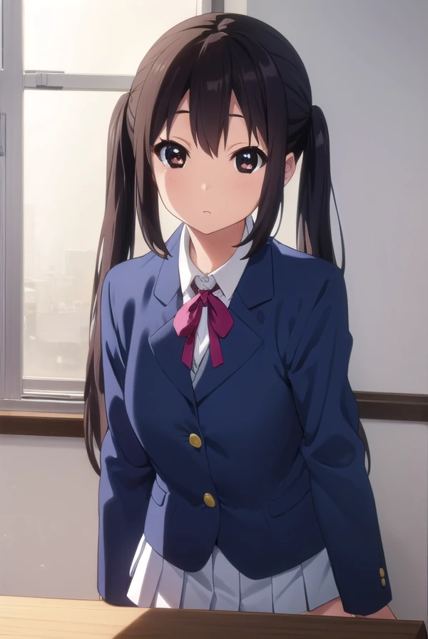 azusanakano, <lora:azusa nakano s2-lora-nochekaiser:1>,
azusa nakano, black hair, (brown eyes:1.5), long hair, twintails,
BREAK sakuragaoka high school uniform, school uniform, uniform, blazer, shirt, white shirt, collared shirt, skirt, pleated skirt,
BREAK indoors, classroom,
BREAK looking at viewer, (cowboy shot:1.5),
BREAK <lyco:GoodHands-beta2:1>, (masterpiece:1.2), best quality, high resolution, unity 8k wallpaper, (illustration:0.8), (beautiful detailed eyes:1.6), extremely detailed face, perfect lighting, extremely detailed CG, (perfect hands, perfect anatomy),
