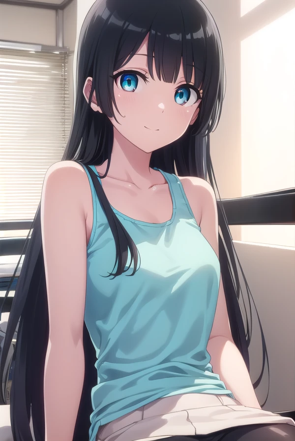 tohsaka rin (azure eyes:1.7), ((black hair)), (flat chest:1.2), leaning forward BREAK collarbone, very low-cut red summer dress, bare arms, bare shoulders, bare legs, teenager BREAK looking at viewer, BREAK indoors, BREAK (masterpiece:1.2), best quality, high resolution, unity 8k wallpaper, (illustration:0.8), (beautiful detailed eyes:1.6), extremely detailed face, perfect lighting, extremely detailed CG, (perfect hands, perfect anatomy),