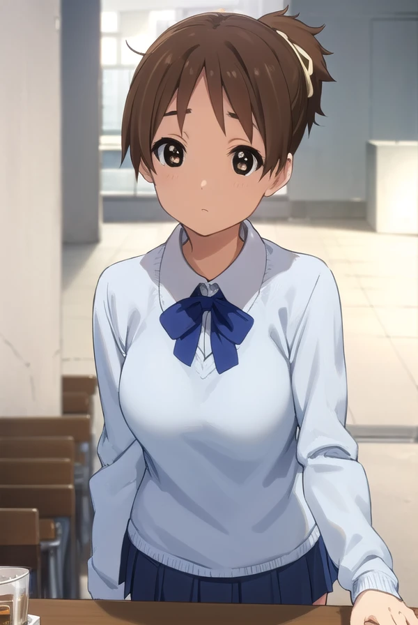 konuihirasawa, <lora:ui hirasawa s2-lora-nochekaiser:1>,
ui hirasawa, short hair, brown hair, (brown eyes:1.5), ponytail,
BREAK sakuragaoka high school uniform, school uniform, uniform, blazer, shirt, white shirt, collared shirt, skirt, pleated skirt,
BREAK indoors, classroom,
BREAK looking at viewer, (cowboy shot:1.5),
BREAK <lyco:GoodHands-beta2:1>, (masterpiece:1.2), best quality, high resolution, unity 8k wallpaper, (illustration:0.8), (beautiful detailed eyes:1.6), extremely detailed face, perfect lighting, extremely detailed CG, (perfect hands, perfect anatomy),