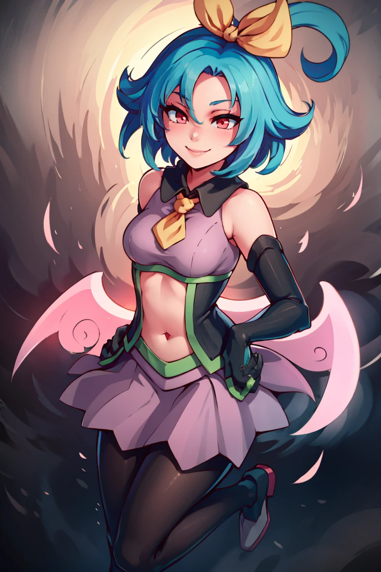 score_9, score_8_up, score_7_up, BREAK gogobomango, 1girl, solo, dark skin, blue hair, hair between eyes, fingernails, cleavage, blue dress, night sky,