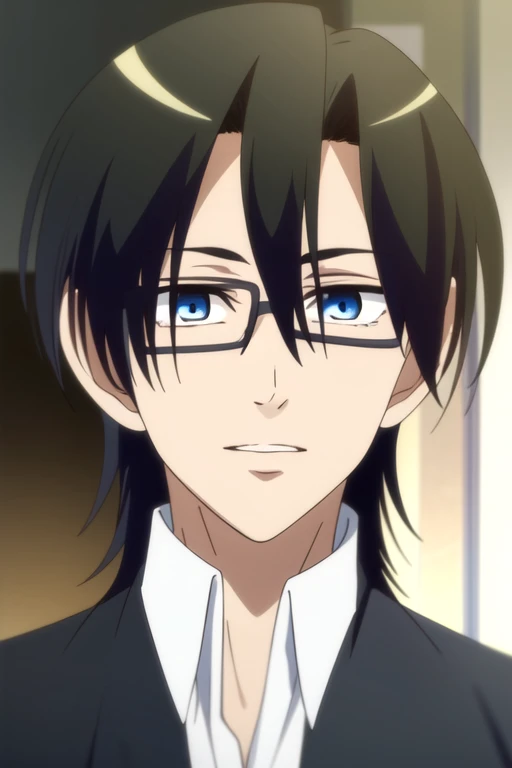 (best quality:1.1), (masterpiece:1.4), photorealistic, looking at viewer, , , anime coloring, , 1boy, solo, male focus, <lora:kanade_okada:0.9>, kanade_okada, black hair, blue eyes,
