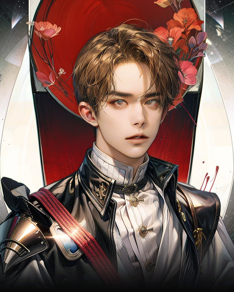 1boy,absurdres,portrait,forehead,short hair,brown hair,solo,male,plate_armor,<lora:yyqx-000008:0.95>,