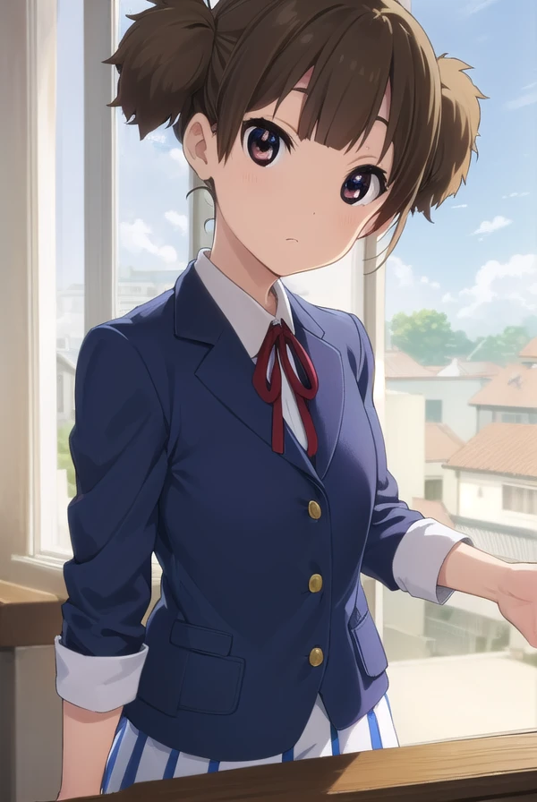 junsuzuki, <lora:jun suzuki s2-lora-nochekaiser:1>,
jun suzuki, short hair, brown hair, twintails, (brown eyes:1.7), short twintails,
BREAK sakuragaoka high school uniform, school uniform, uniform, blazer, shirt, white shirt, collared shirt, skirt, pleated skirt,
BREAK indoors, classroom,
BREAK looking at viewer, (cowboy shot:1.5),
BREAK <lyco:GoodHands-beta2:1>, (masterpiece:1.2), best quality, high resolution, unity 8k wallpaper, (illustration:0.8), (beautiful detailed eyes:1.6), extremely detailed face, perfect lighting, extremely detailed CG, (perfect hands, perfect anatomy),