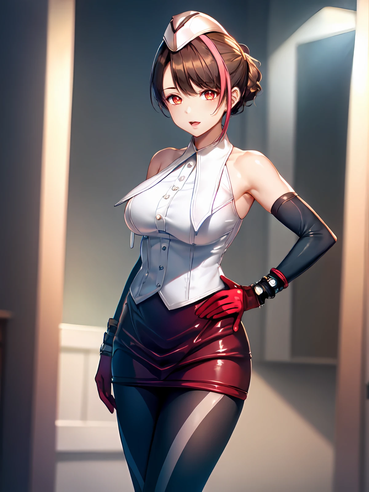 ((highest quality)),(ultra high resolution),(Super detailed),(detailed description),((best CG)),(best work of art),super precision art,great drawing art,(Works with precise details:1.5), (1 female fighter:1.6),(beautiful and well-shaped face:1.5),(Detailed vermilion ponytail:1.6),(Bodysuit with a fit:1.5),Laced boots:1.4,(Leather gloves:1.5),(Red eyes filled with fighting spirit:1.4), ((arena:1.8)),Dust:1.5