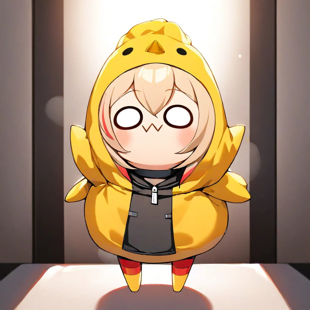 1girl, m4_sopmod_ii_jr, girls'_frontline, 0w0, chibi, minigirl, jacket, headgear, looking_at_viewer, standing, solo, 
masterpiece, best quality, chicken_costume, chicken_food,
