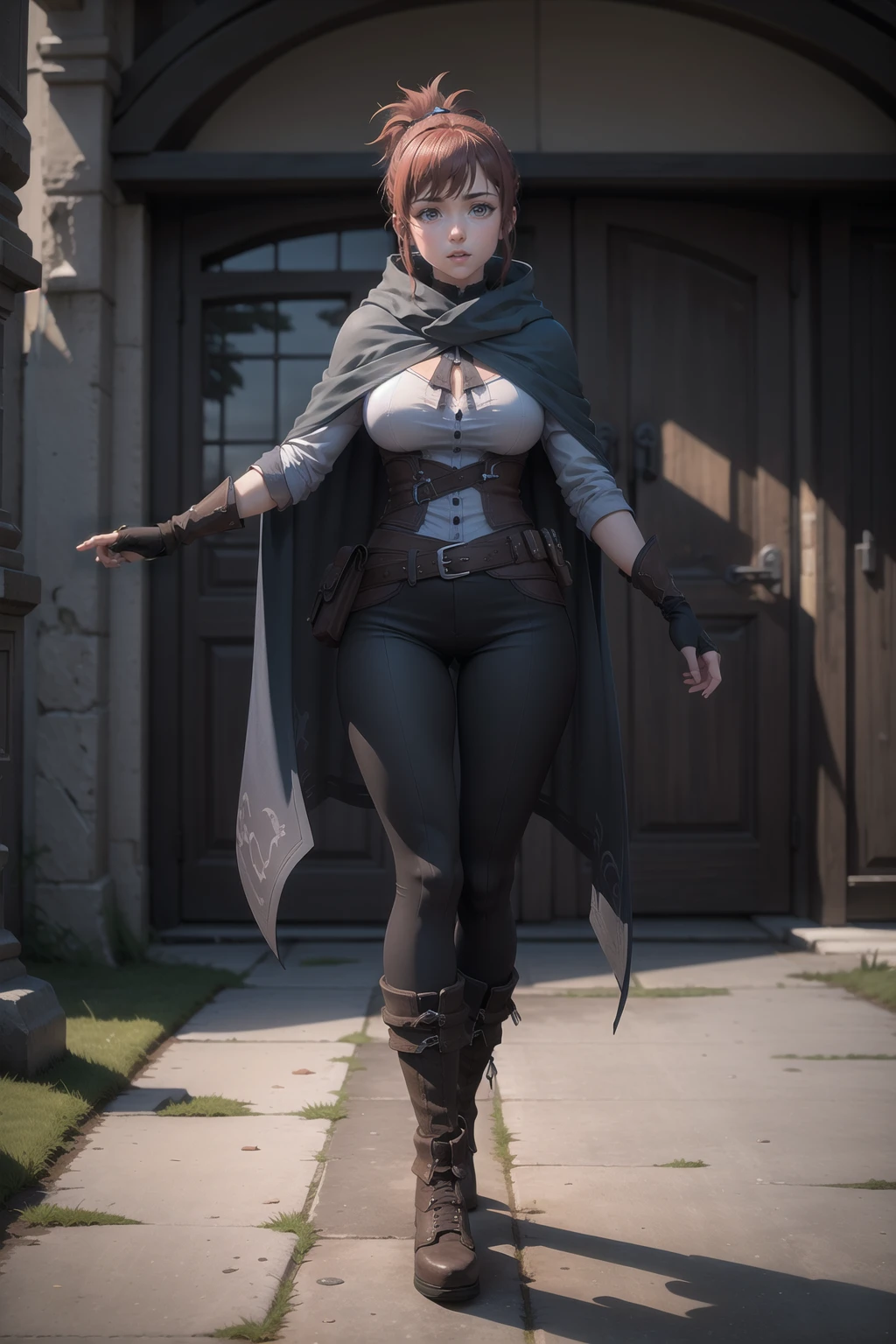 marci,full body,solo,cape,boots,belt,pouch,belt pouch,fingerless gloves,outdoors,
large breasts,pose,(pants,slim legs,long legs:1.2),
masterpiece,best quality,ultra detailed,highres,absurdres,
<lora:neg4all_bdsqlsz_V3.5:1>,<lora:marci_V1.1:0.7>,