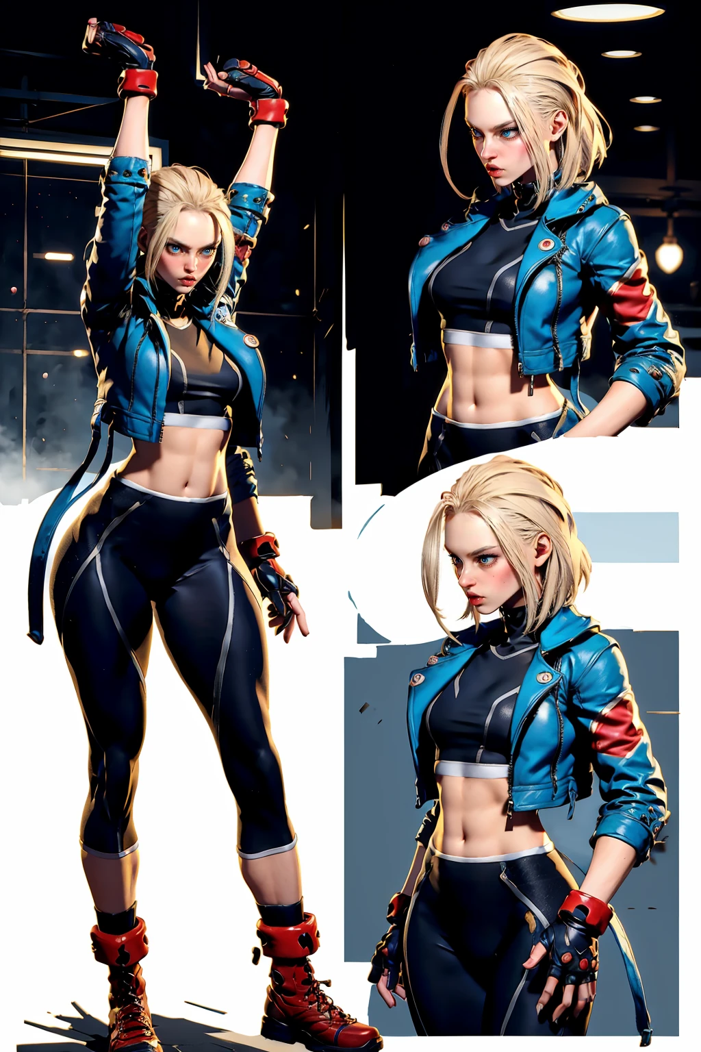 nsfw, 8k,highres, best quality,1girl, looking at viewer, leggings, jacket, crop top, indoors, (multiple views, full body, upper body, reference sheet:1)
<lora:sfcammyv12:0.8>