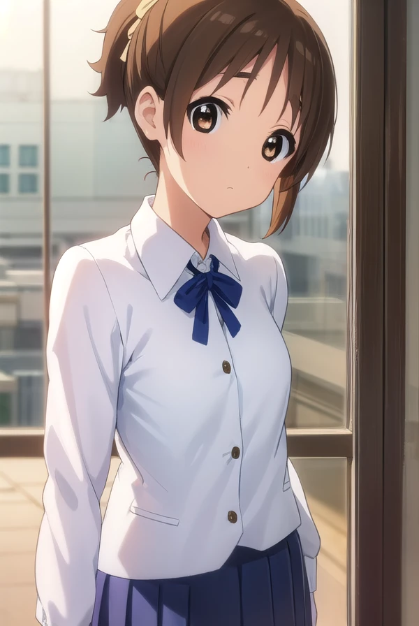 konuihirasawa, <lora:ui hirasawa s2-lora-nochekaiser:1>,
ui hirasawa, short hair, brown hair, (brown eyes:1.5), ponytail,
BREAK sakuragaoka high school uniform, school uniform, uniform, blazer, shirt, white shirt, collared shirt, skirt, pleated skirt,
BREAK indoors, classroom,
BREAK looking at viewer, (cowboy shot:1.5),
BREAK <lyco:GoodHands-beta2:1>, (masterpiece:1.2), best quality, high resolution, unity 8k wallpaper, (illustration:0.8), (beautiful detailed eyes:1.6), extremely detailed face, perfect lighting, extremely detailed CG, (perfect hands, perfect anatomy),