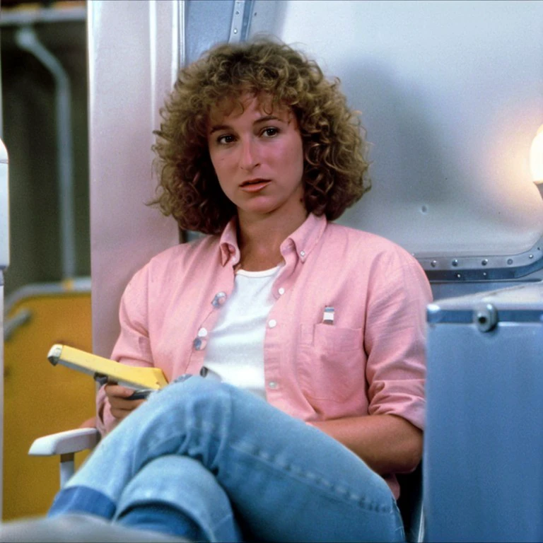 1girl, solo, alone, high quality photo of JenniferGrey, <lora:JenniferGrey86-87_v1.0:0.9>, sitting in a plane in jeans and shirt, medium closeup