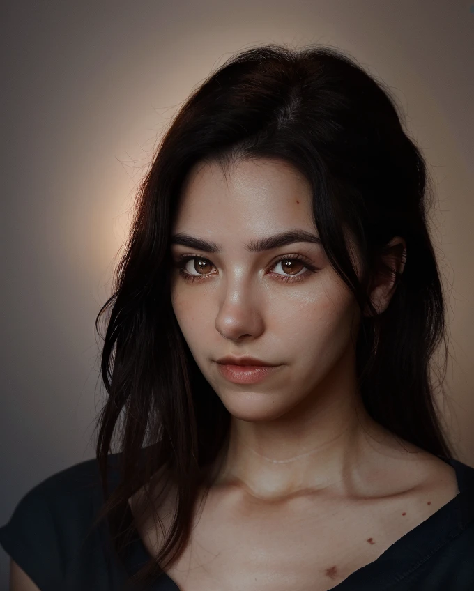 a beautiful picture of 4smrGl0w , masterpiece, photorealistic, woman, detailed, 4k, HDR, backlighting, light, RAW color photo,(fully in frame:1.1), detailed skin texture, (blush:0.5), (goosebumps:0.5),dark hair<lora:4smrGl0w:1> wearing a blue blouse