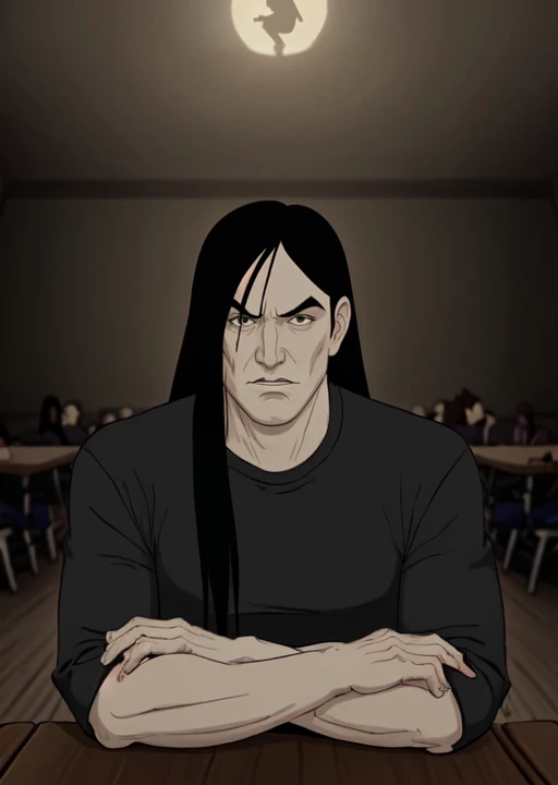 dethklok, murderface, short hair, black vest, blue shirt, at the beach, (profiles:0.4) <lora:Dethklok_Metalocalypse-000013:0.8>