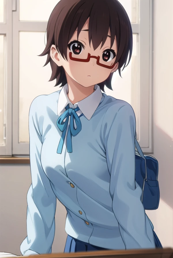 nodokamanabe, <lora:nodoka manabe s2-lora-nochekaiser:1>,
nodoka manabe, short hair, brown hair, (brown eyes:1.5), glasses, semi-rimless eyewear, red-framed eyewear, under-rim eyewear,
BREAK sakuragaoka high school uniform, school uniform, uniform, blazer, shirt, white shirt, collared shirt, skirt, pleated skirt,
BREAK indoors, classroom,
BREAK looking at viewer, (cowboy shot:1.5),
BREAK <lyco:GoodHands-beta2:1>, (masterpiece:1.2), best quality, high resolution, unity 8k wallpaper, (illustration:0.8), (beautiful detailed eyes:1.6), extremely detailed face, perfect lighting, extremely detailed CG, (perfect hands, perfect anatomy),