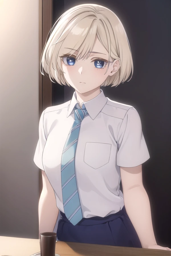 niinasugawara, <lora:niina sugawara s1-lora-nochekaiser:1>,
niina sugawara, short hair, blue eyes, blonde hair,
BREAK skirt, shirt, school uniform, white shirt, short sleeves, necktie, striped, collared shirt, shirt tucked in, striped necktie,
BREAK indoors, classroom,
BREAK looking at viewer, (cowboy shot:1.5),
BREAK <lyco:GoodHands-beta2:1>, (masterpiece:1.2), best quality, high resolution, unity 8k wallpaper, (illustration:0.8), (beautiful detailed eyes:1.6), extremely detailed face, perfect lighting, extremely detailed CG, (perfect hands, perfect anatomy),
