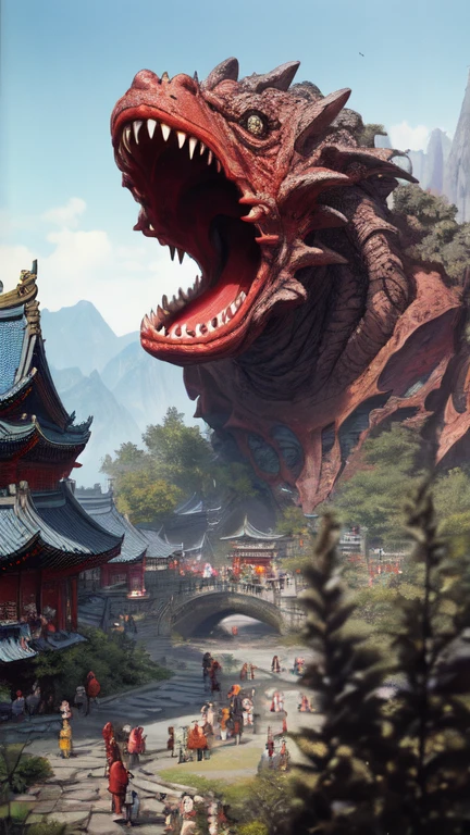 8k high quality, detailed, colorful analog photo, masterpiece, photorealistic, vibrant color film, masterclass, heavy (film grain), Fujicolor 400, Nikon F401,DUNGHUANG,DUNGHUANG BACKGROUND,MONSTER SHOUTING,open mouth, <lora:add_detail:0.5> <lora:more_details:0.25> <lora:FantasyWorldV1:0.25>