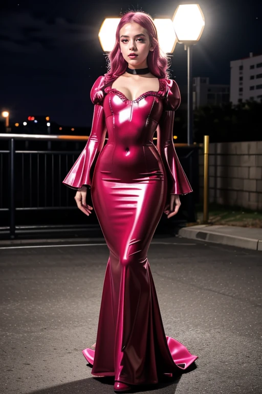 1girl, cinematic lighting, masterpiece, high quality, best quality, 8k, full body shot
<lora:Latex_Mermaid_Dress_By_Stable_Yogi:0.8>
pink latex mermaid long dress, choker, long puffy sleeves, latex pattern