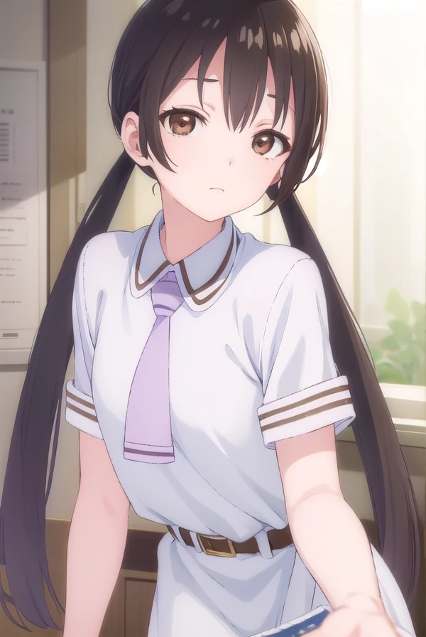 hanakohonda, <lora:hanako honda s1-lora-nochekaiser:1>,
hanako honda, long hair, black hair, twintails, (brown eyes:1.5), low twintails,
BREAK dress, school uniform, necktie, belt,
BREAK indoors, classroom,
BREAK looking at viewer, (cowboy shot:1.5),
BREAK <lyco:GoodHands-beta2:1>, (masterpiece:1.2), best quality, high resolution, unity 8k wallpaper, (illustration:0.8), (beautiful detailed eyes:1.6), extremely detailed face, perfect lighting, extremely detailed CG, (perfect hands, perfect anatomy),