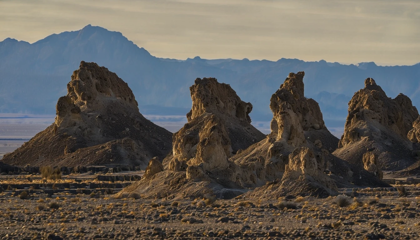 Trona Pinnacles,scenery,no humans,outdoors,sky,landscape,<lora:Trona Pinnacles:1>,, masterpiece, best quality,