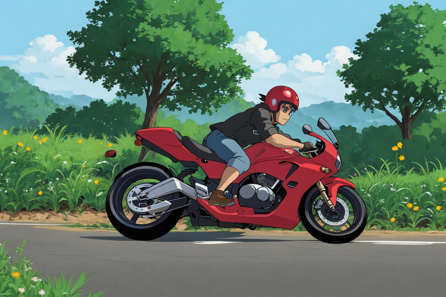 jun,<lora:jun-000004:0.6>,man,boxer,motorcyclist,